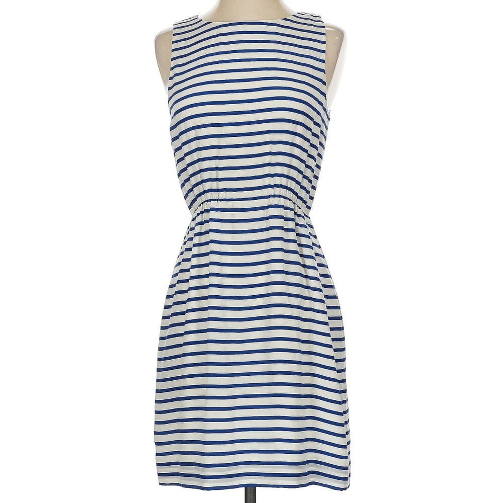 J.Crew Navy Blue Striped Sleeveless Dress